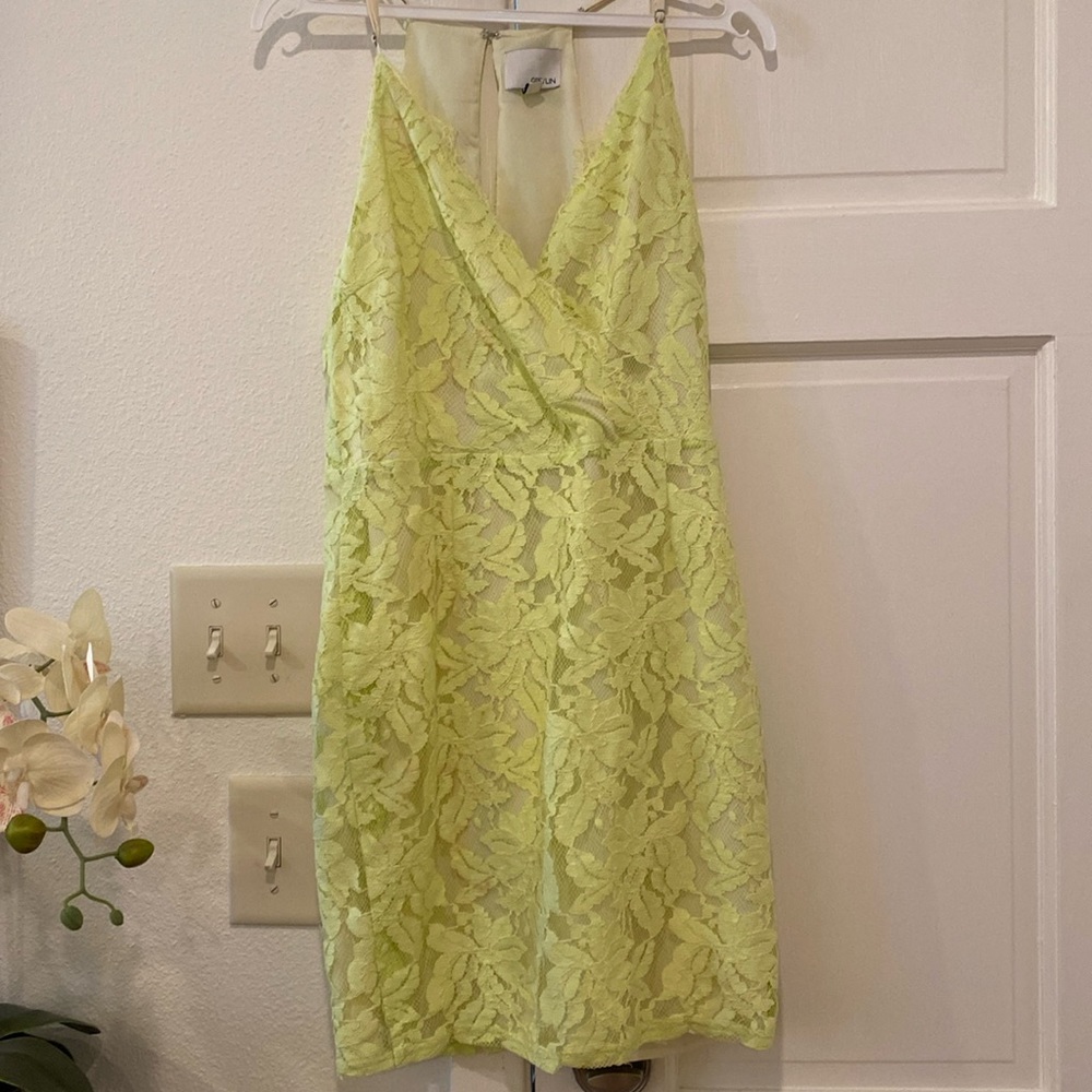 Yellow, floral lace Greylin dress. Size M
